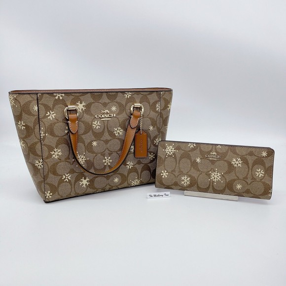 Coach Handbags - Bundle COACH ALICE Satchel Crossbody + Slim Wallet Snowflake Print NWT Org $628